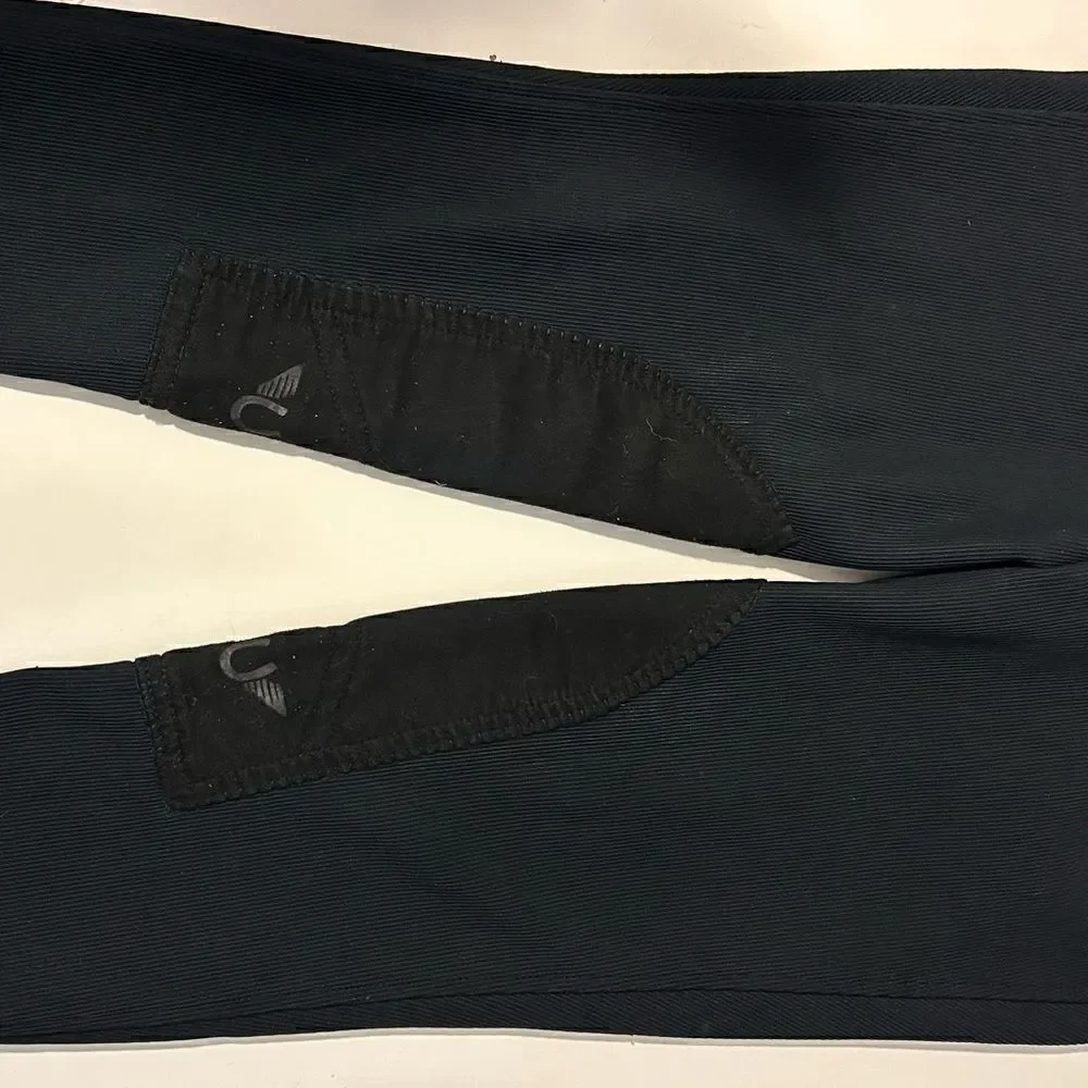 Tuff Rider Black Ribbed Front Zip Stretch Knee Breeches Riding Pants Size 26 - Picture 7 of 9